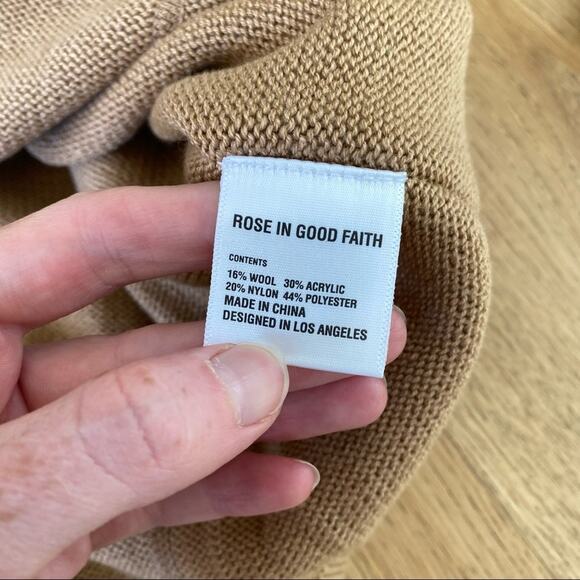 Rose In Good Faith Rugby Knit Sweater in Camel - Picture 6 of 11